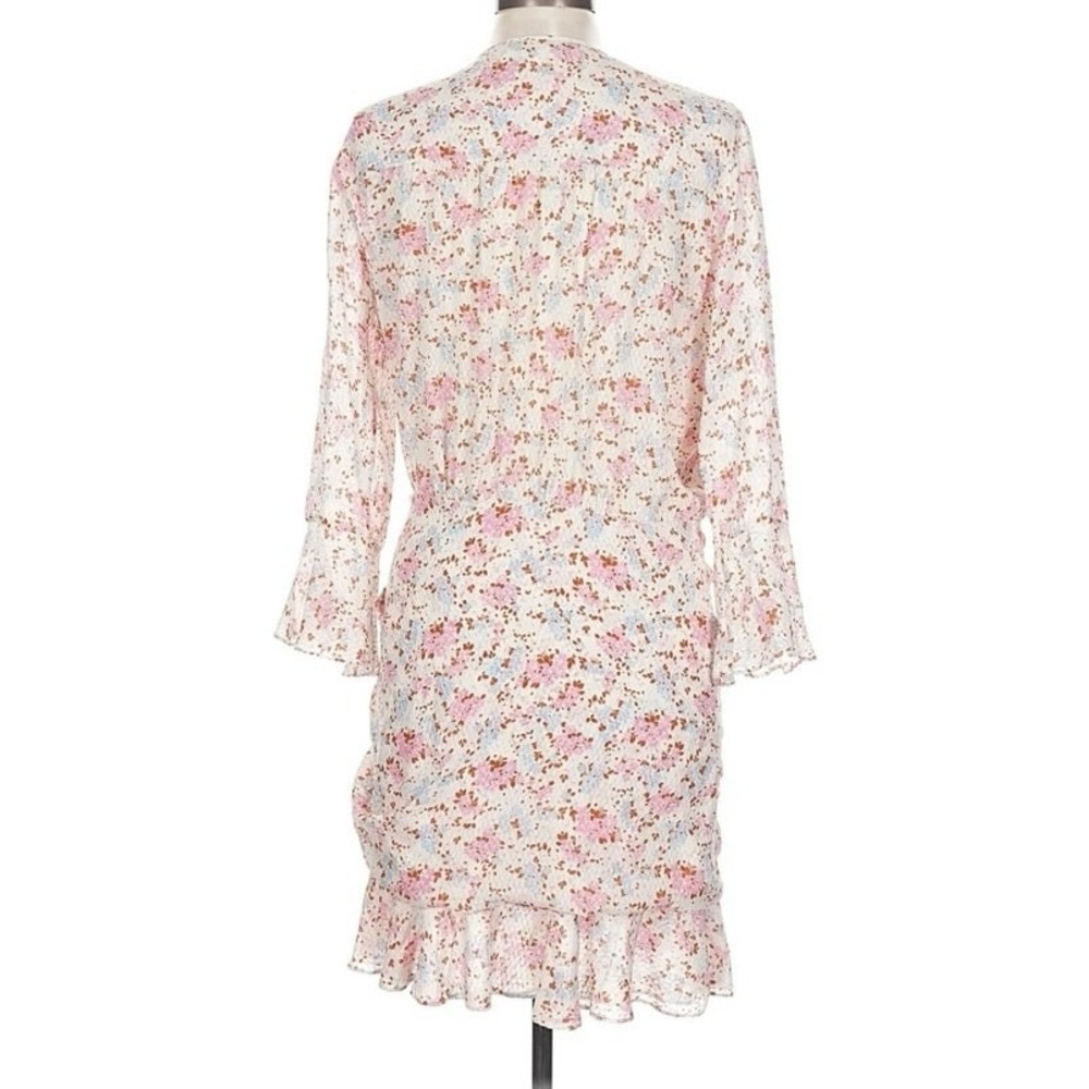 Veronica Beard 100% Silk Ruched Floral Midi Dress Size 12 Quiet Luxury